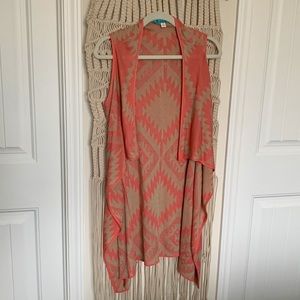 Coral pink and beige shrug